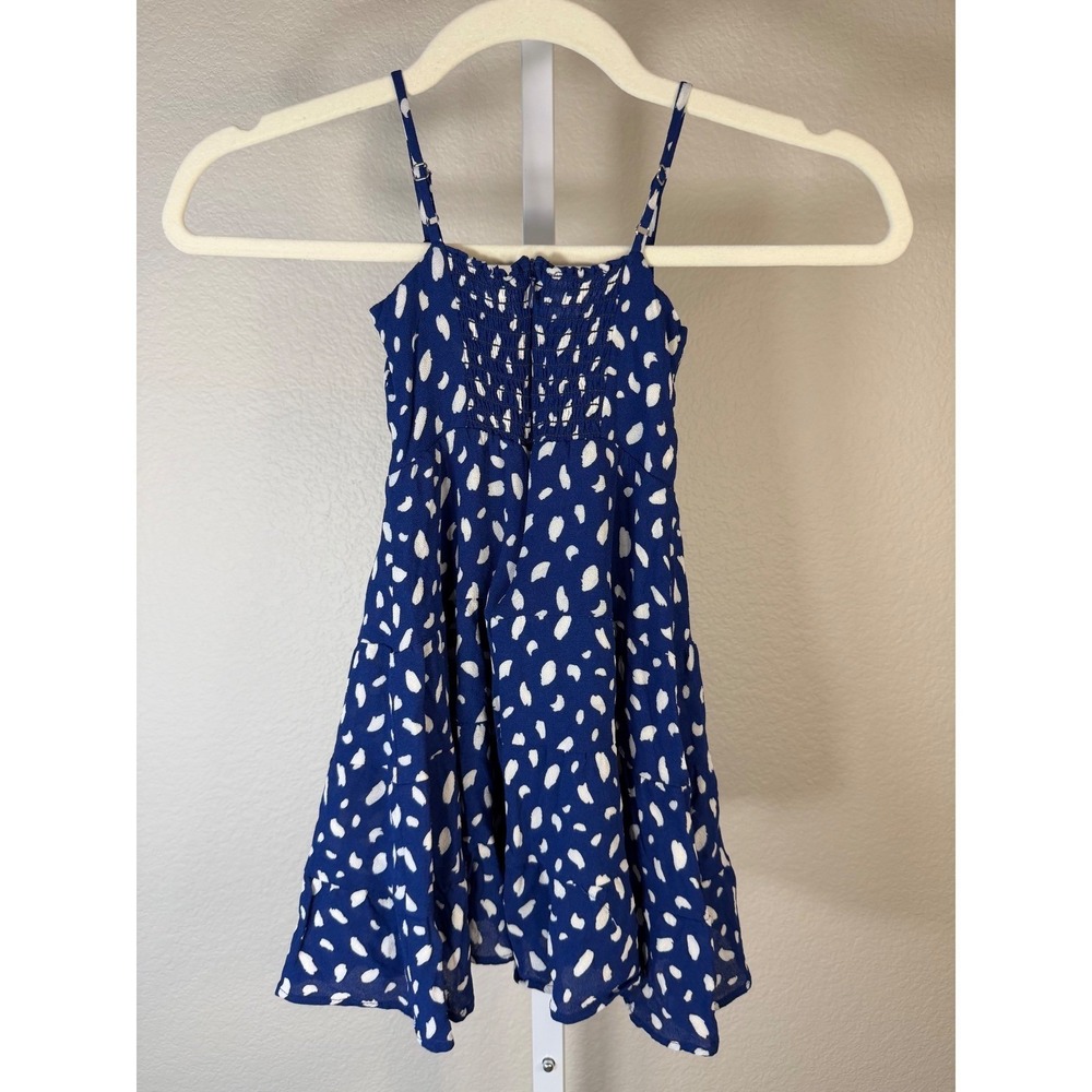 Reformation Kids Blue White Abstract Print Tiered Sundress Adjustable Straps 3Y - Picture 7 of 8